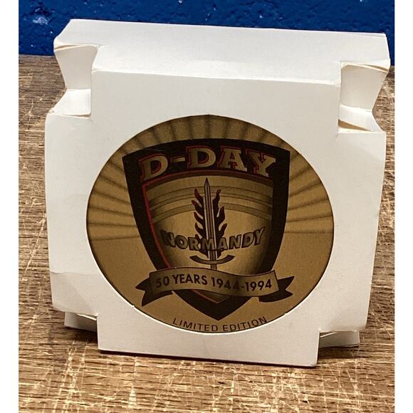D-DAY NORMANDY 50 YEARS 1944-1994 BRASS ZIPPO LIGHTER SET - LIMITED EDITION